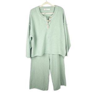 Free People Beach Oversized Chunky Knit Hailee Sweater Set in Green